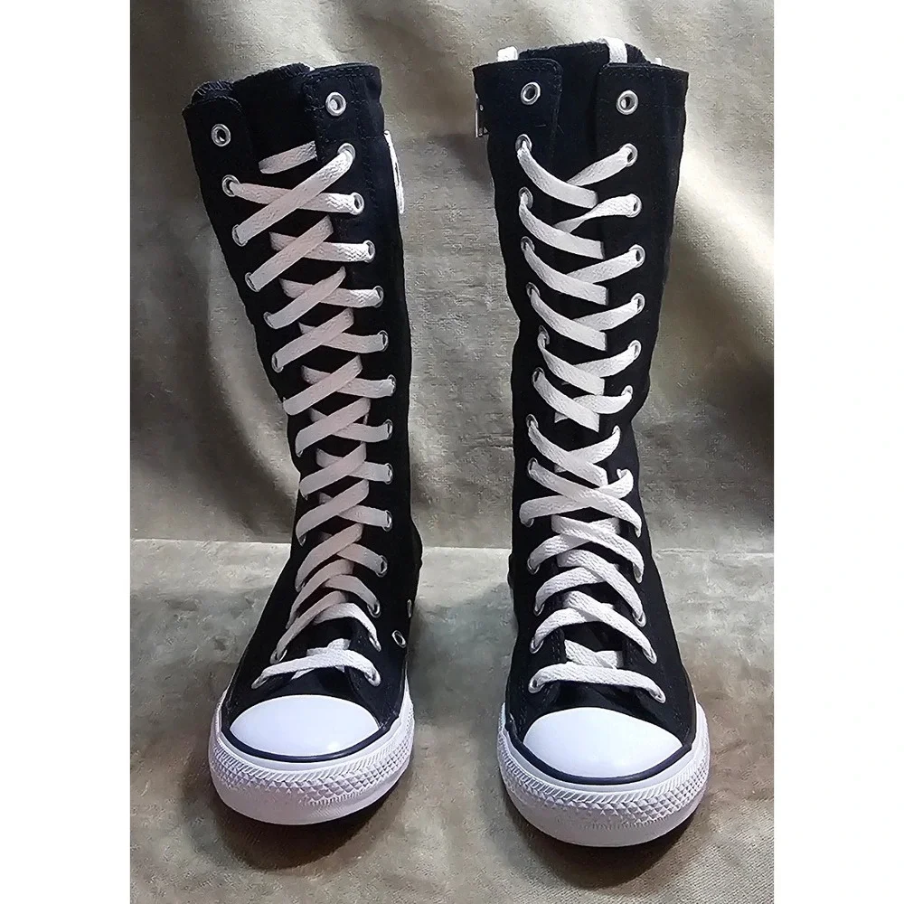 Converse Chuck Taylor All Star XX-Hi Black Canvas Knee High Youth Boots Size 2